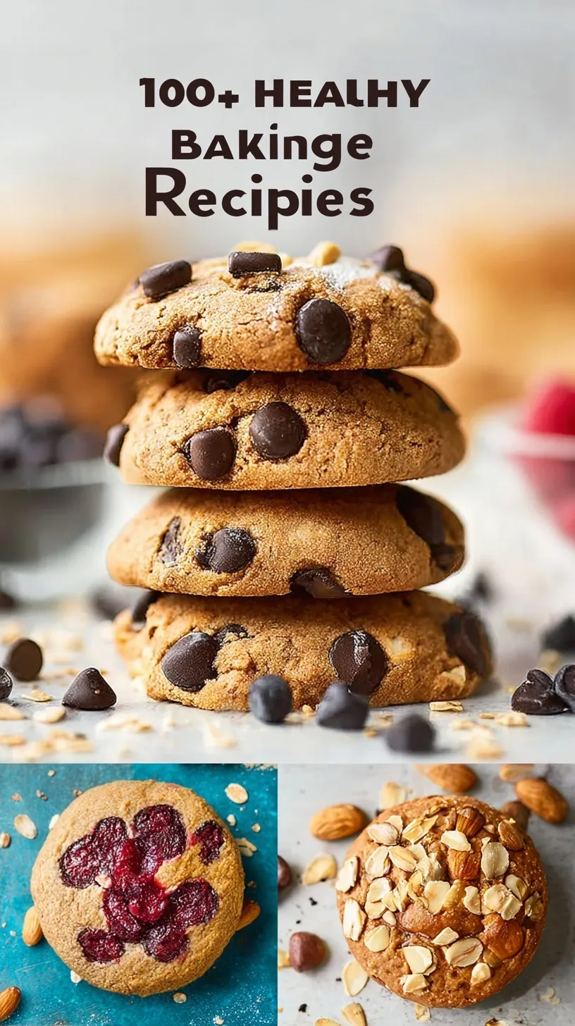 A variety of golden-brown healthy baked goods made with whole grains and natural ingredients.