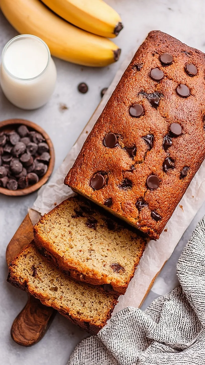 A golden loaf of almond flour banana bread sliced on a wooden board.
