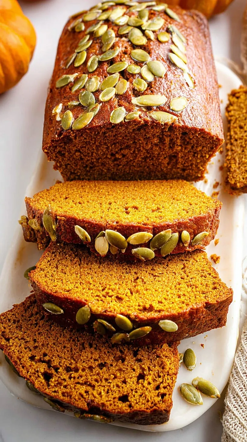 Two loaves of golden brown pumpkin bread on a wire cooling rack with autumn leaves nearby.