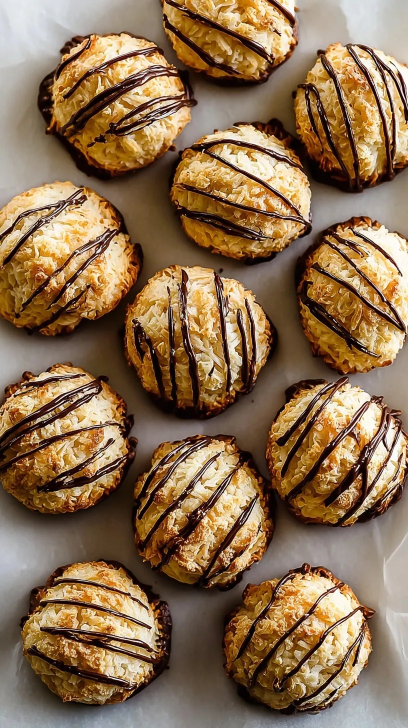 Golden brown coconut macaroons on a cooling rack