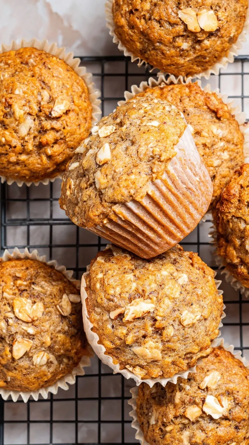 A basket of golden brown whole wheat banana muffins on a wooden table.