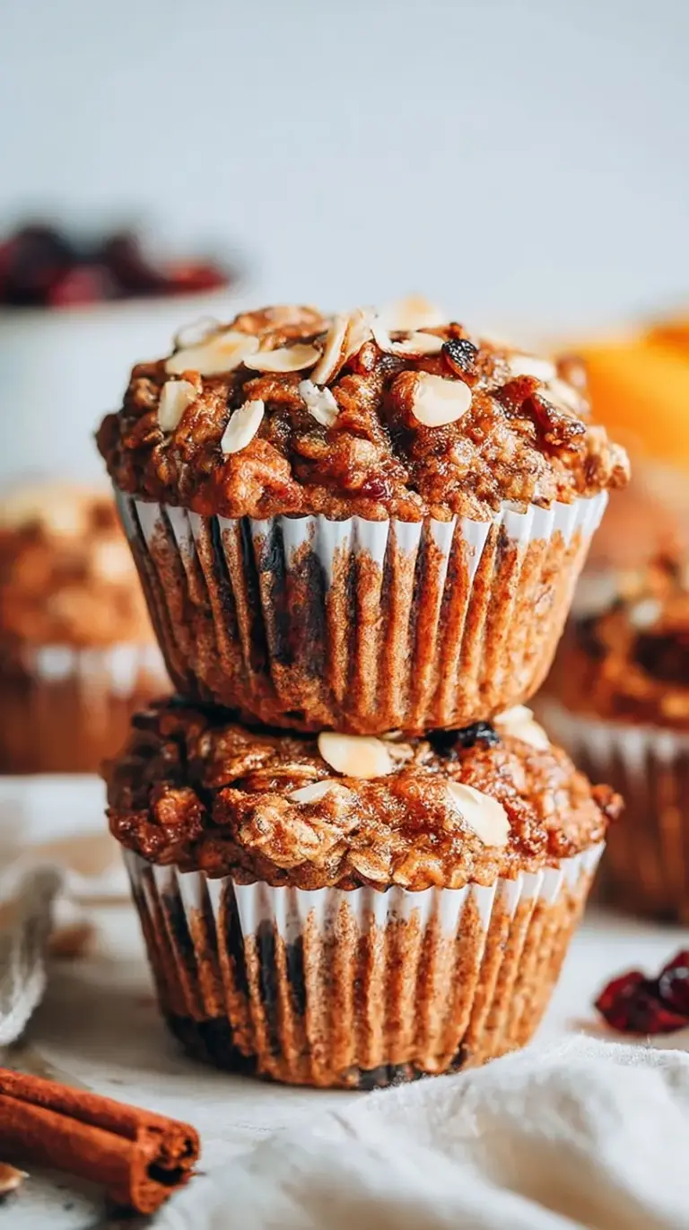 A stack of golden brown Morning Glory Muffins on a wire cooling rack with visible shreds of carrot and walnuts.