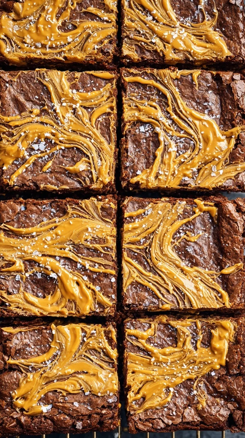 Fudgy chocolate brownies with a creamy peanut butter swirl on top.