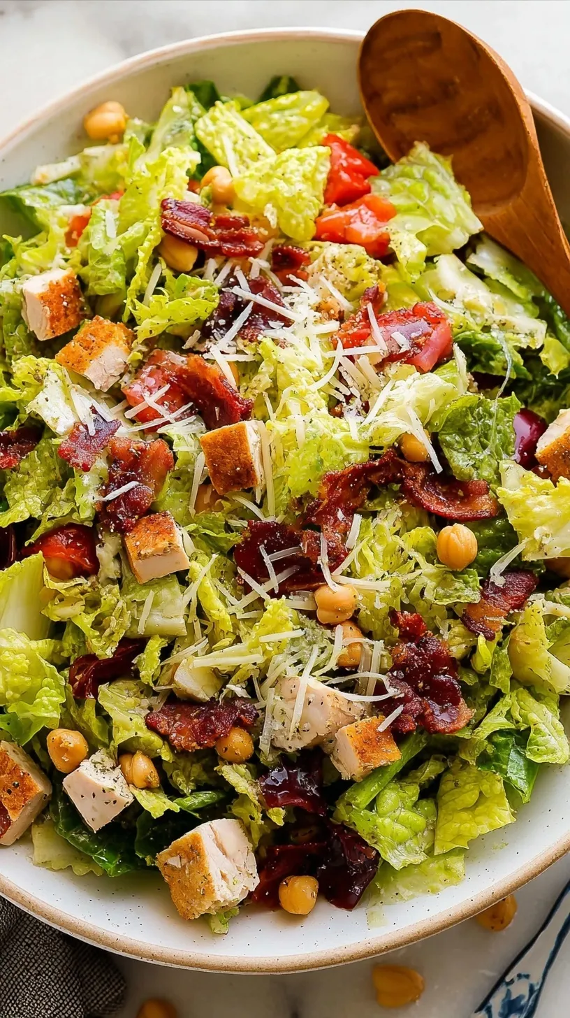 A vibrant bowl of Jennifer Aniston Salad with green herbs, chickpeas, and feta cheese.