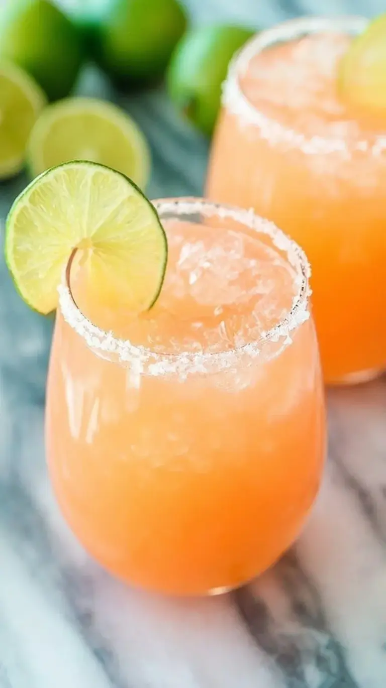 A Refreshing Skinny Paloma in a salt-rimmed glass with a grapefruit wedge garnish