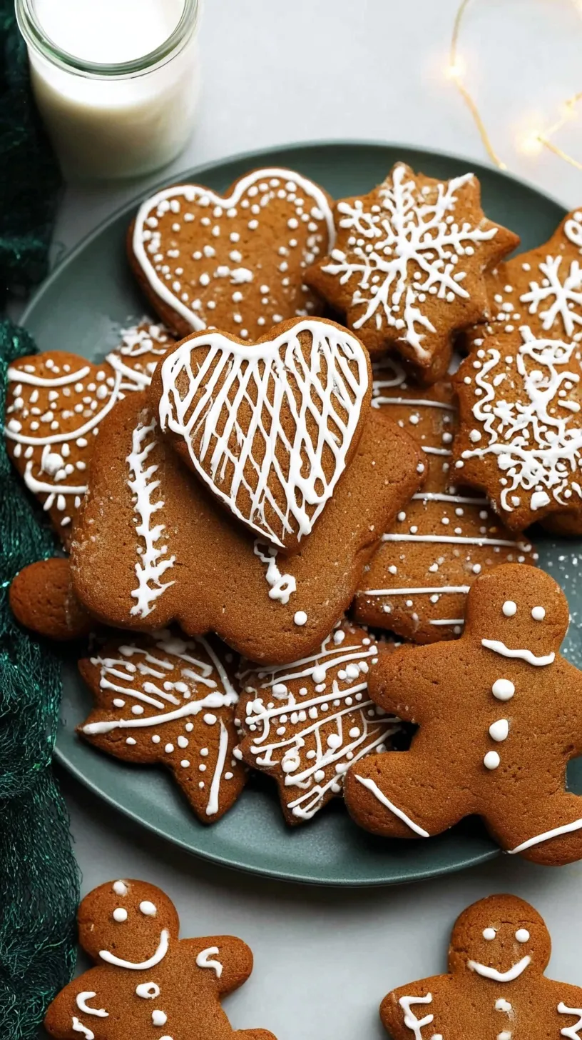 A tray of soft gingerbread cookies shaped like little men and stars on a cooling rack.
