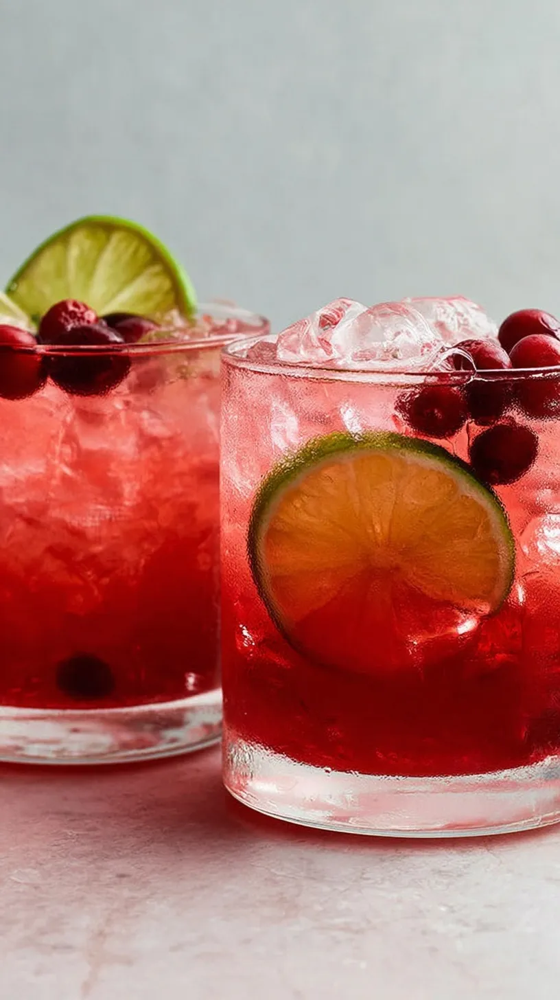 A vibrant red Vodka Cranberry with Lime cocktail in a highball glass with a fresh lime wedge garnish.