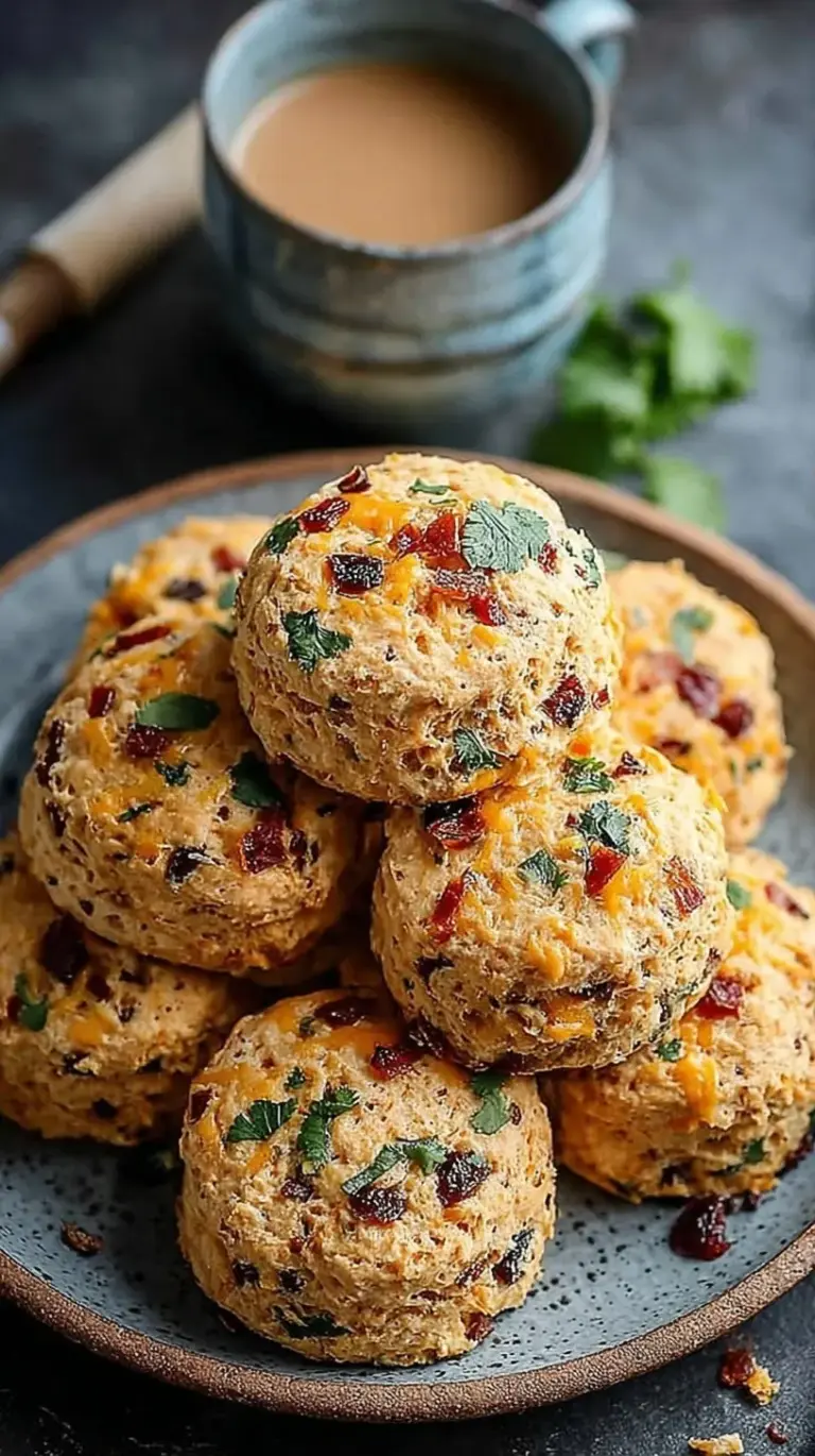 Golden brown Breakfast Protein Biscuits on a parchment-lined baking sheet.