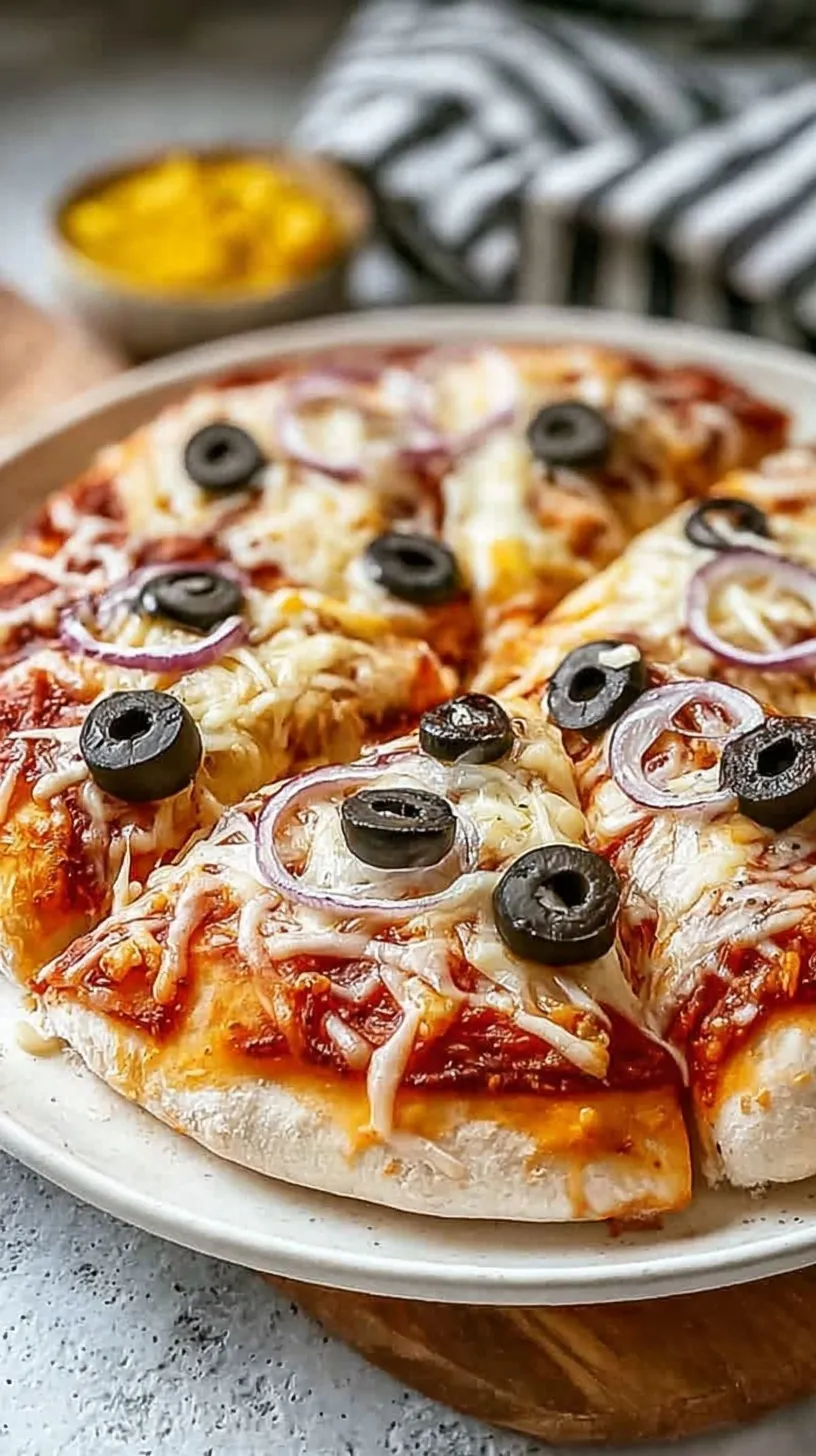 A golden brown pizza crust made with Greek yogurt dough on a floured surface.