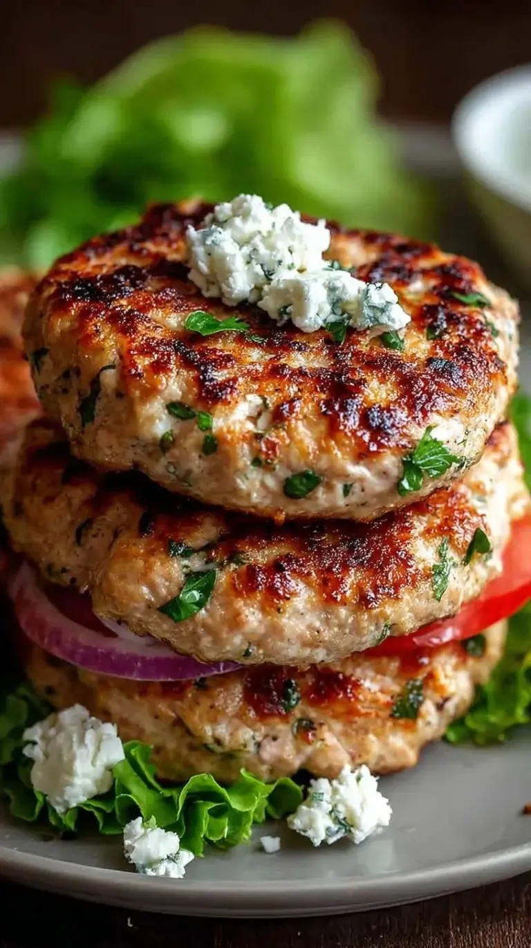 A juicy Greek chicken burger on a toasted bun with tzatziki, cucumber, and tomato slices.