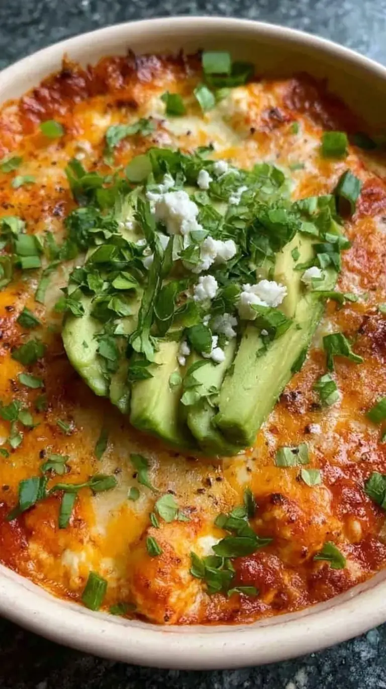 A vibrant High Protein Cottage Cheese Enchilada Bowl topped with fresh cilantro and lime wedges