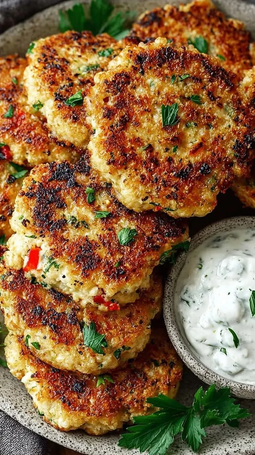 Golden brown cottage cheese patties served on a white plate with fresh berries