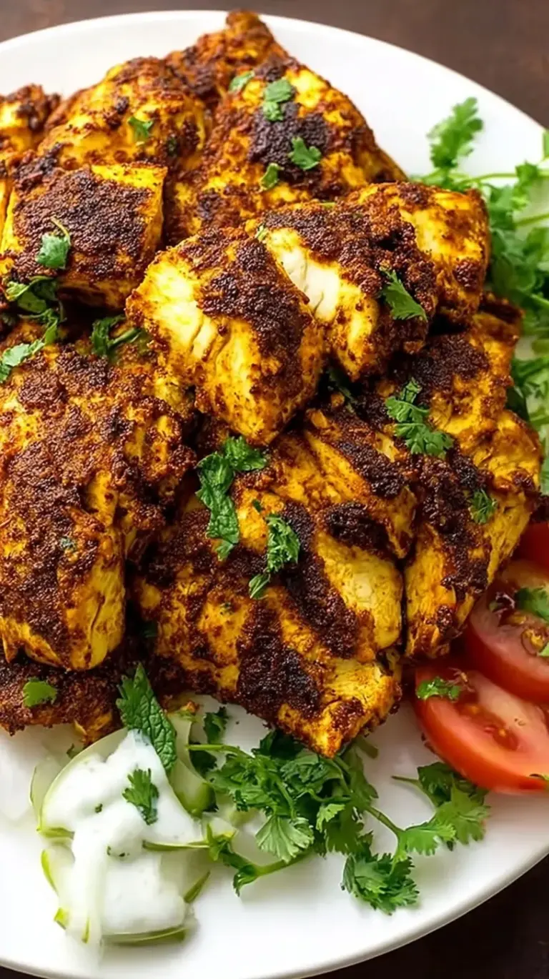 A sheet pan of golden brown baked chicken shawarma with a bowl of white garlic sauce.