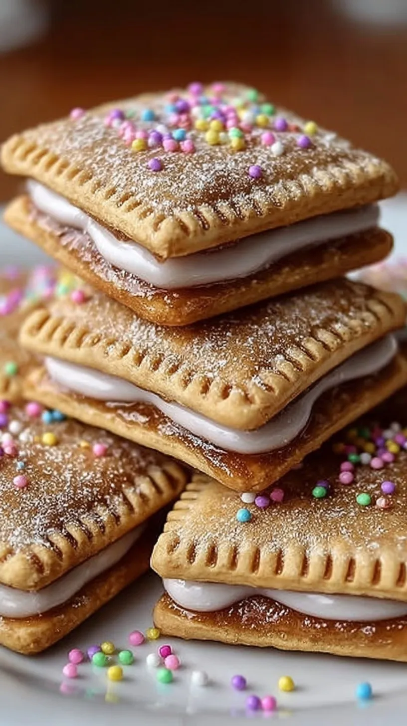 Golden brown sugar pop tart cookies with a white maple glaze drizzle on a wire rack.