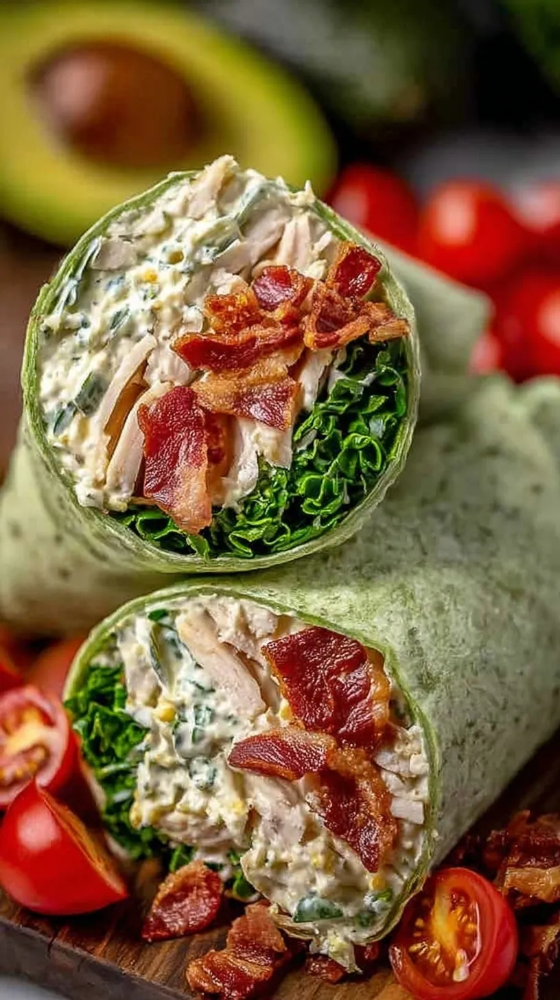 Four California club wraps sliced diagonally showing turkey, bacon, and avocado layers