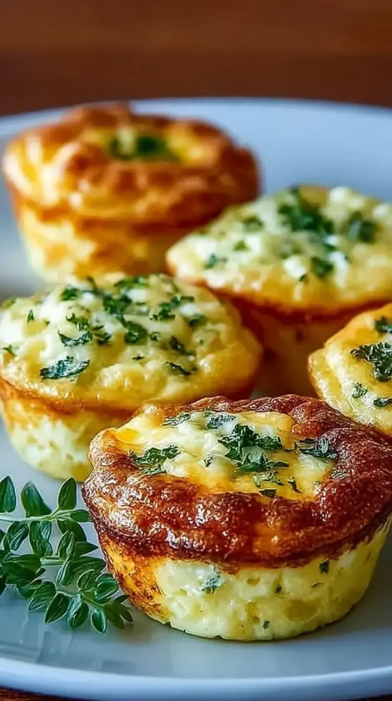 Golden brown cottage cheese egg bites with spinach and cheddar cheese in a muffin tin.