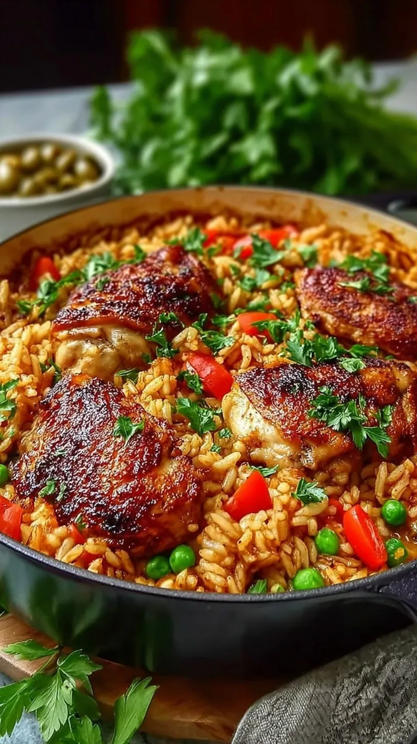 Grilled Peri-Peri chicken thighs served over golden spiced vegetable rice with lemon wedges and cilantro.