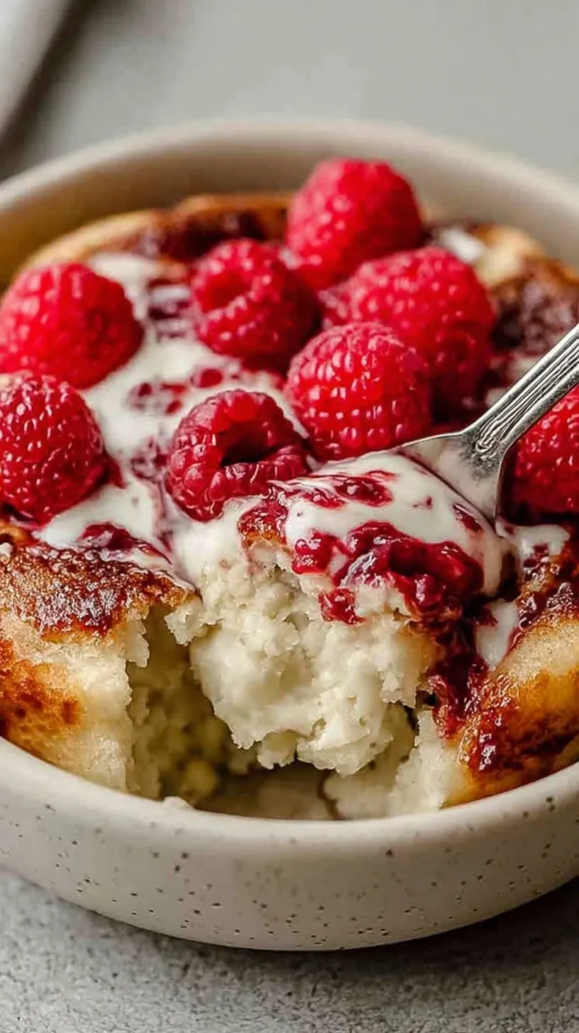 A fluffy protein pancake bowl topped with fresh blueberries and creamy almond butter in a white ceramic bowl.