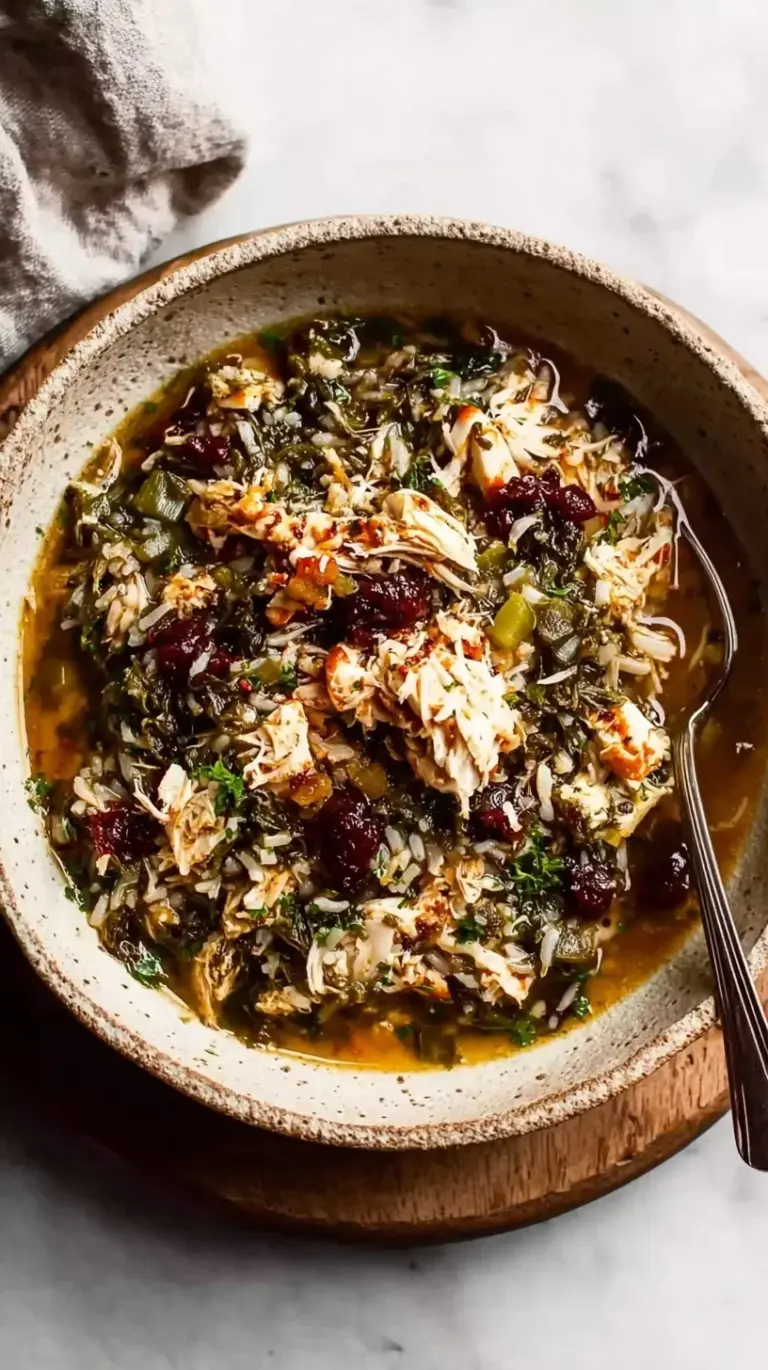 A creamy bowl of Southern Style Wild Rice and Crab Stew garnished with fresh parsley and green onions.