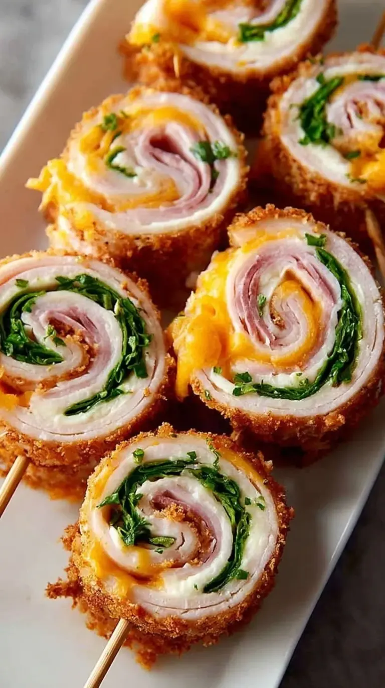 Close up of sliced turkey cheddar lunch roll-ups with fresh lettuce and tomato on a white plate.
