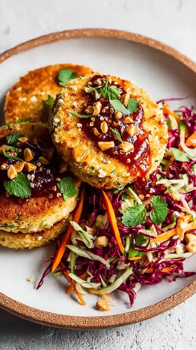 A juicy Vietnamese chicken burger on a brioche bun with ginger slaw and cucumber slices.